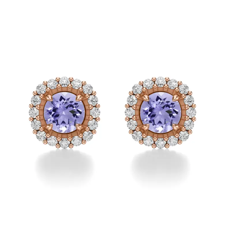 Kolczyki z tanzanitem różowe złoto AJK_012